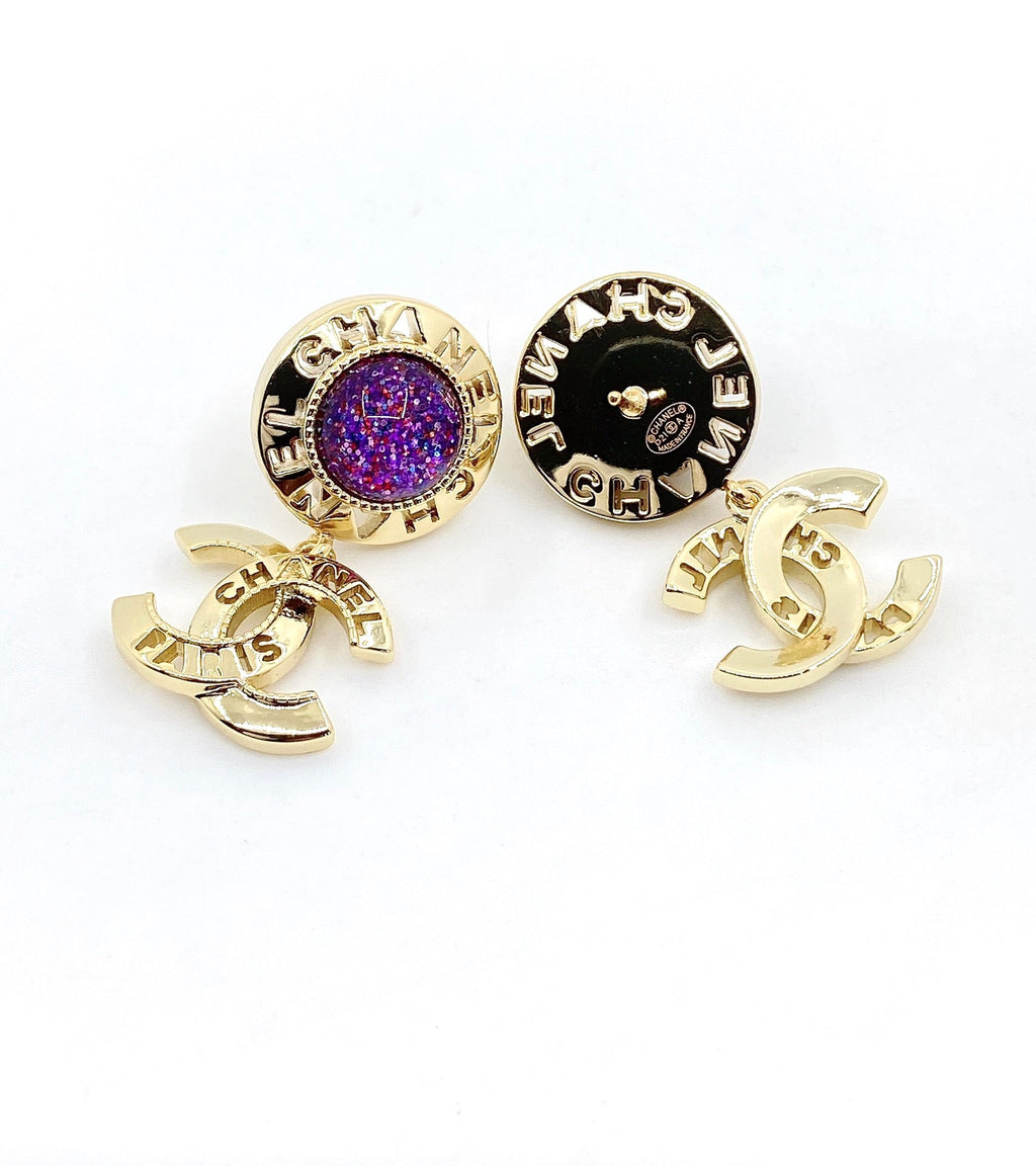 18K Chanel Purple Crystals Earrings