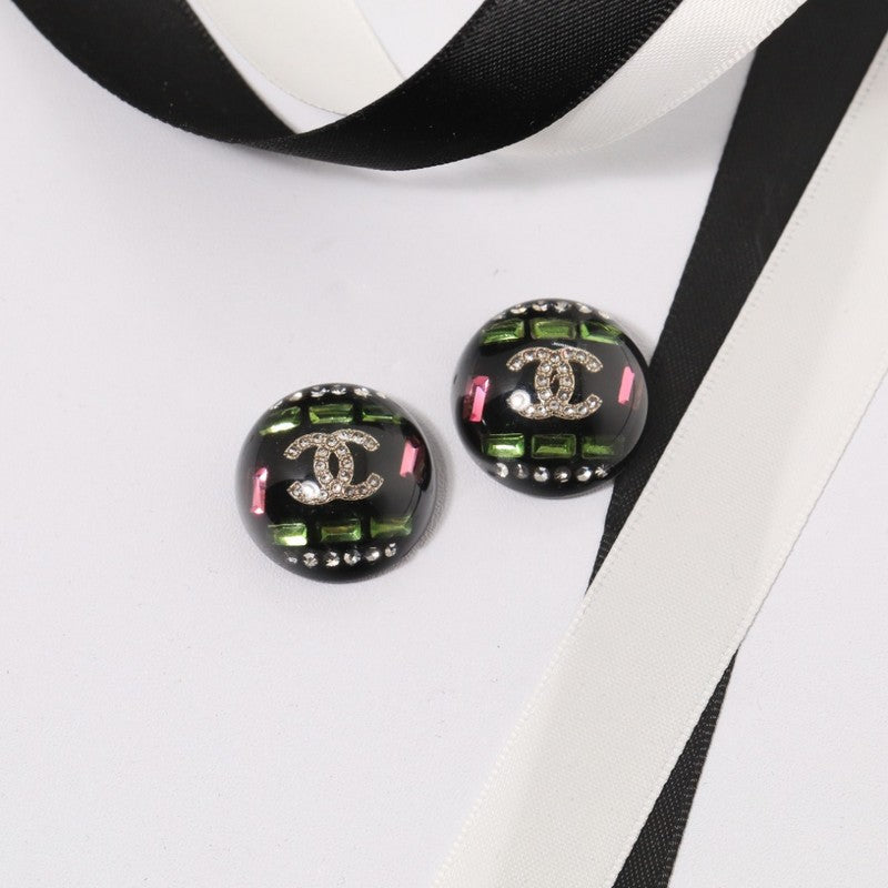 18K Chanel Black Round Earrings