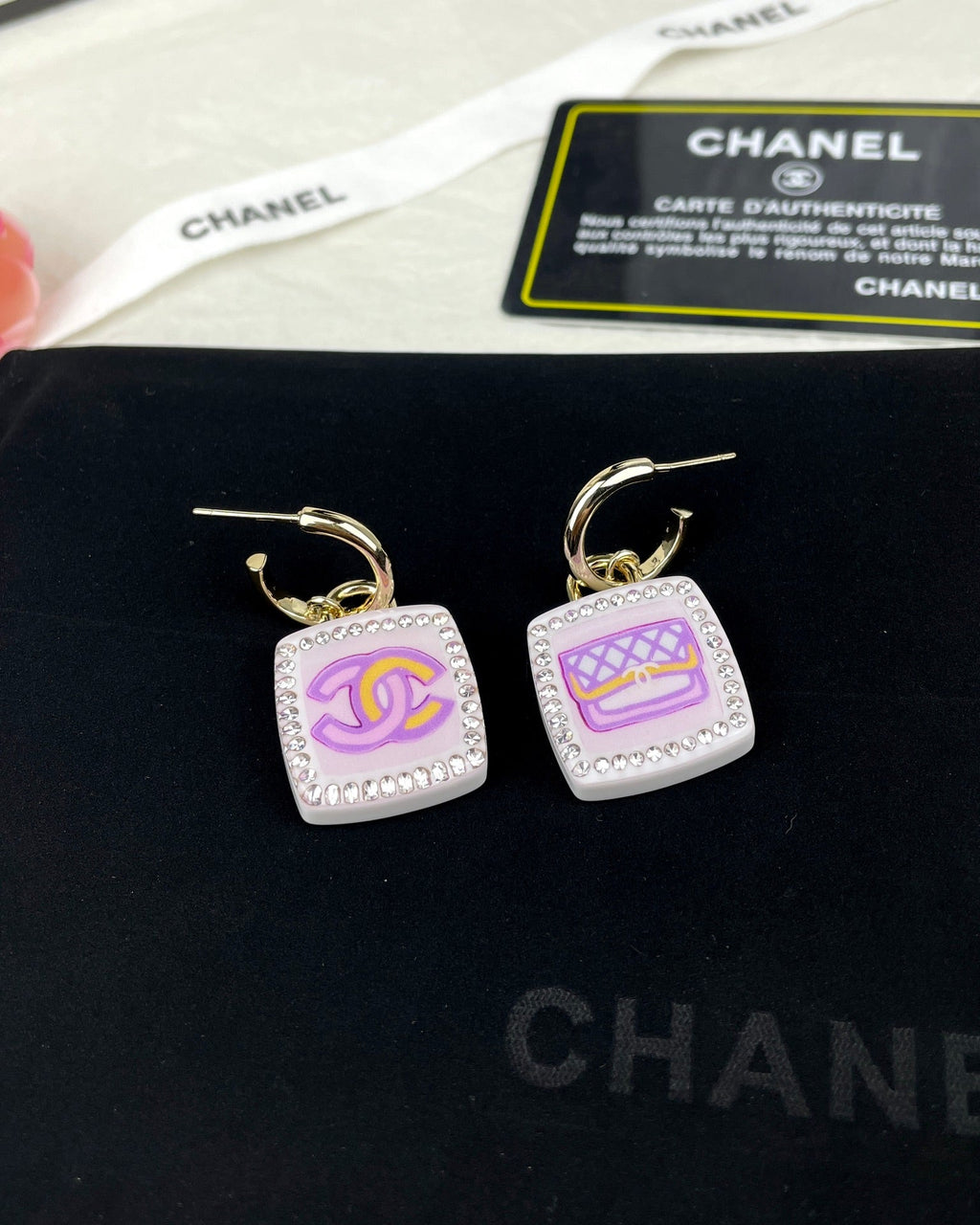 18K Chanel Pink Bottle Earrings