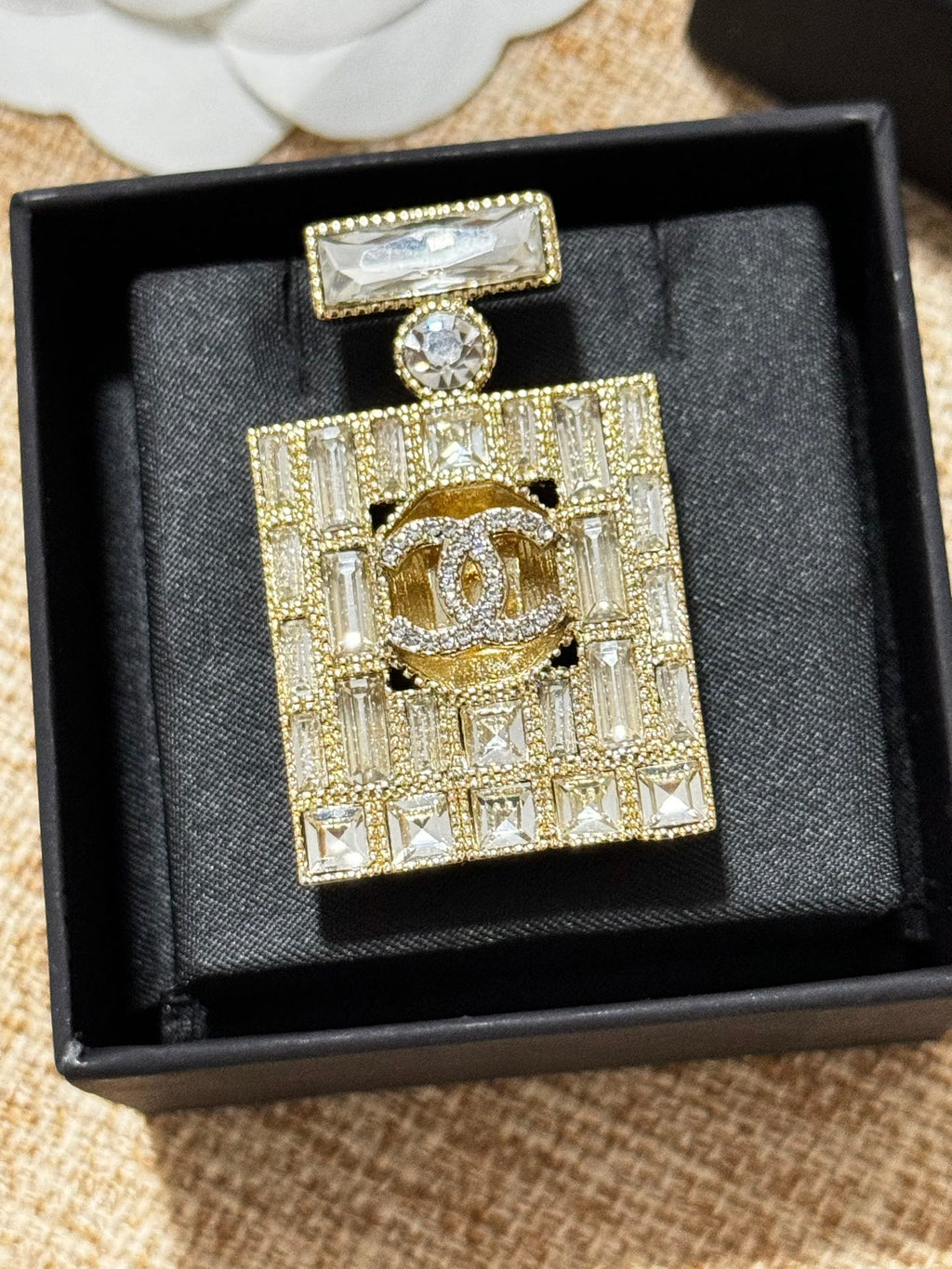 18K Chanel Perfume Bottle Crystals Brooch