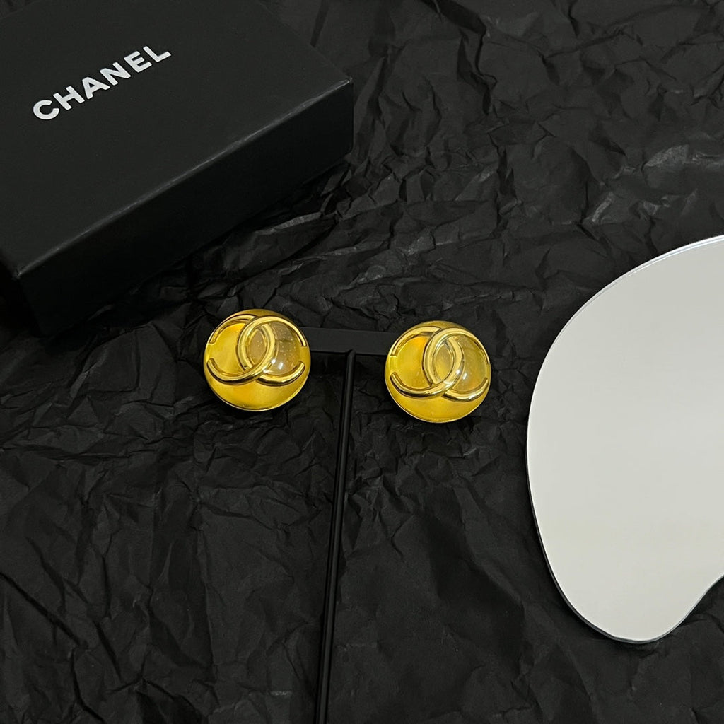 18K Vintage Chanel Yellow Crystal Earrings