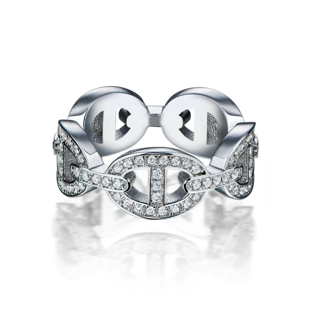 18K Chaine d'Ancre Enchainee Diamond Hermès Ring