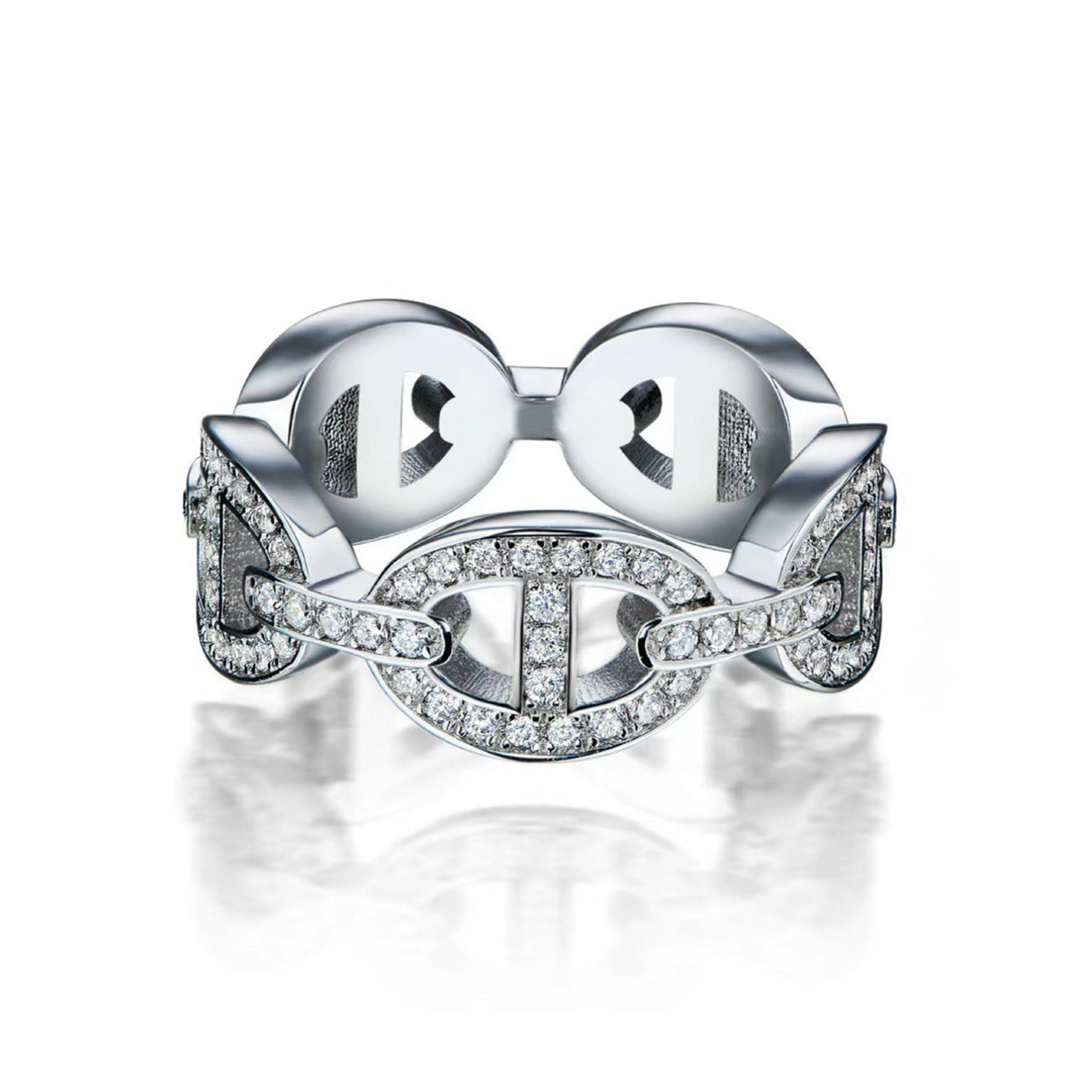 18K Chaine d'Ancre Enchainee Diamond Hermès Ring