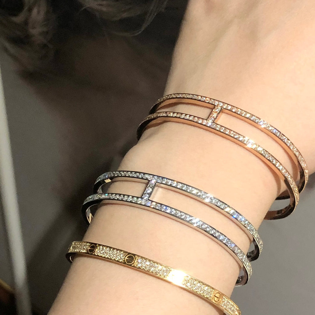 18K Ever Chain D¡¯ancre Cuff Diamond Hermès Bracelet