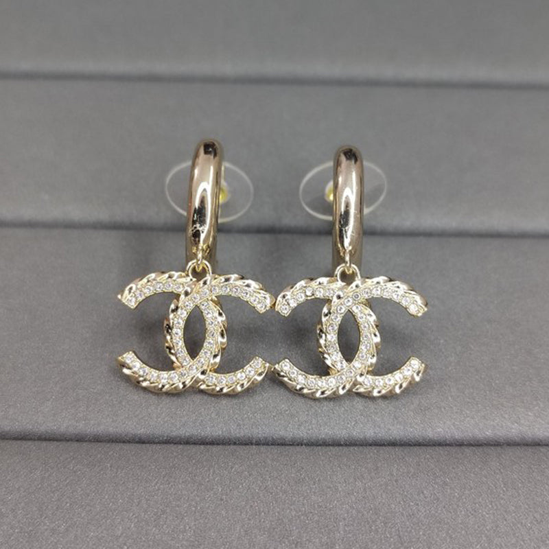 18K Chanel Diamond Pendant Earrings