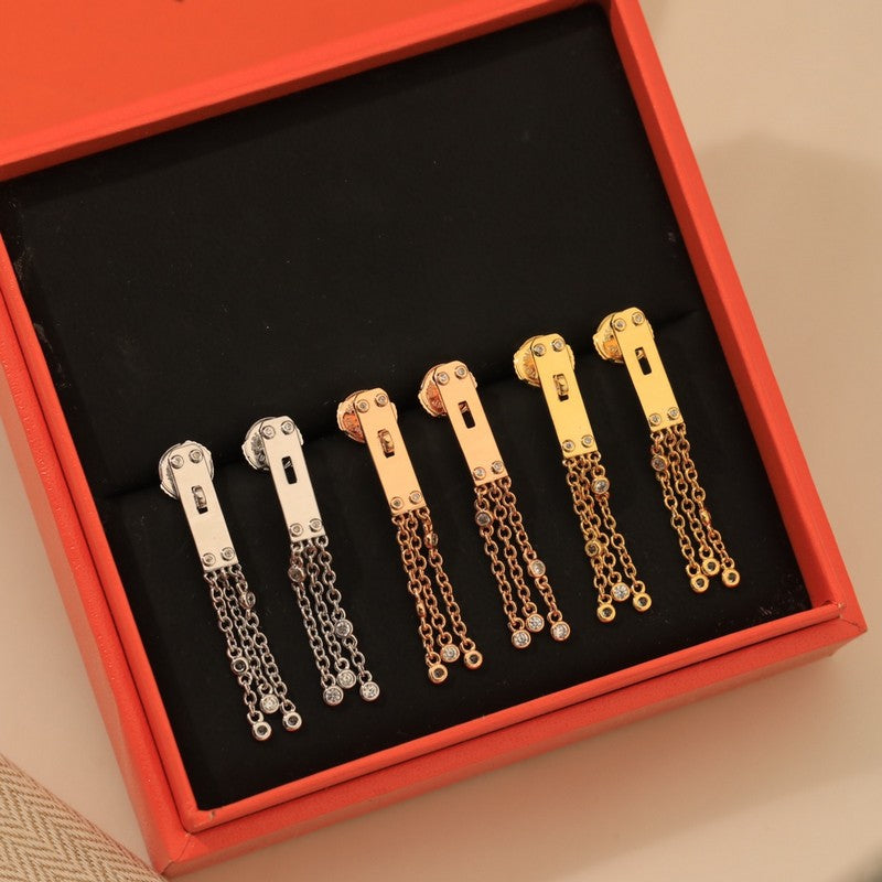 18K Hermès Diamond Kelly Gavroche Earrings