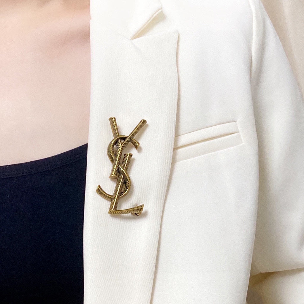 18K Saint Laurent YSL Classic Brooch