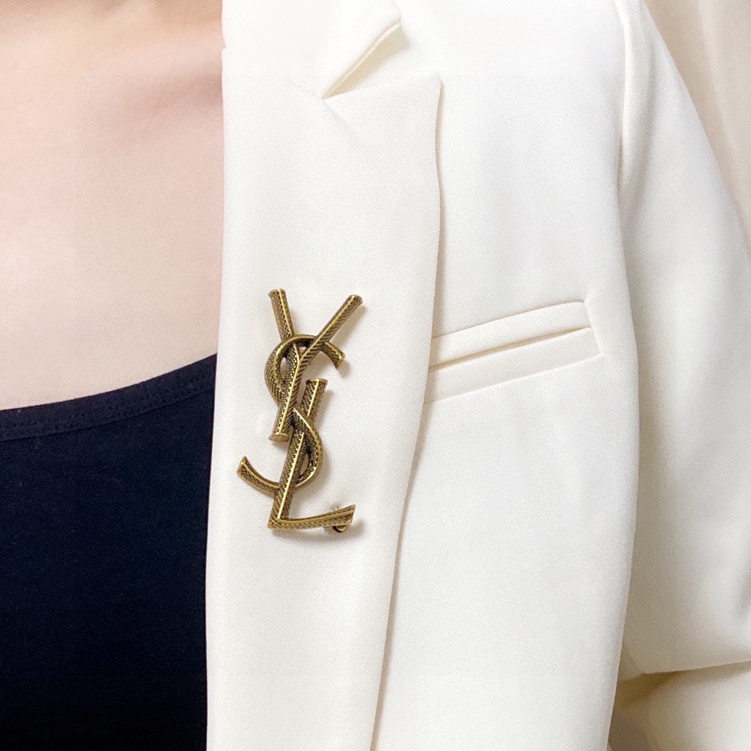 18K Saint Laurent YSL Classic Brooch