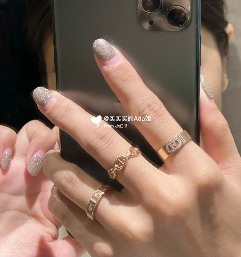 18K Chaine D'Ancre Enchainee Hermès Ring