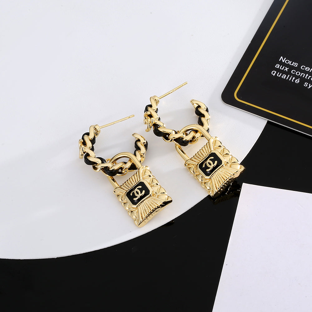 18K Chanel Lock Earrings