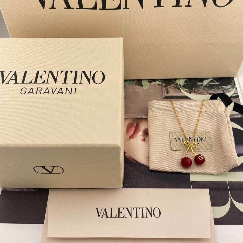 18K Valentino VLogo Red Cherry Gold Necklace