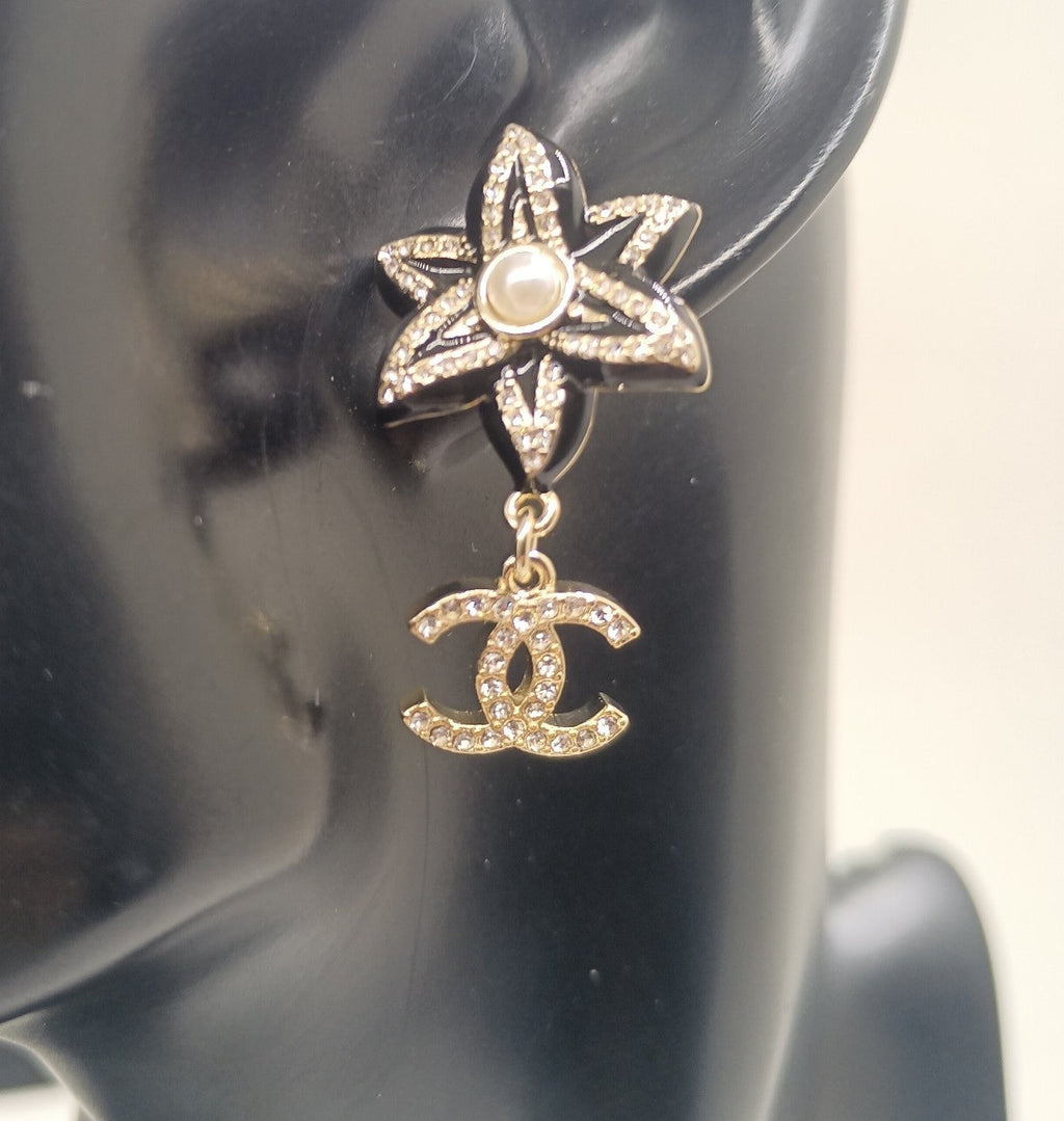 18K Chanel Camellia Pendant Earrings