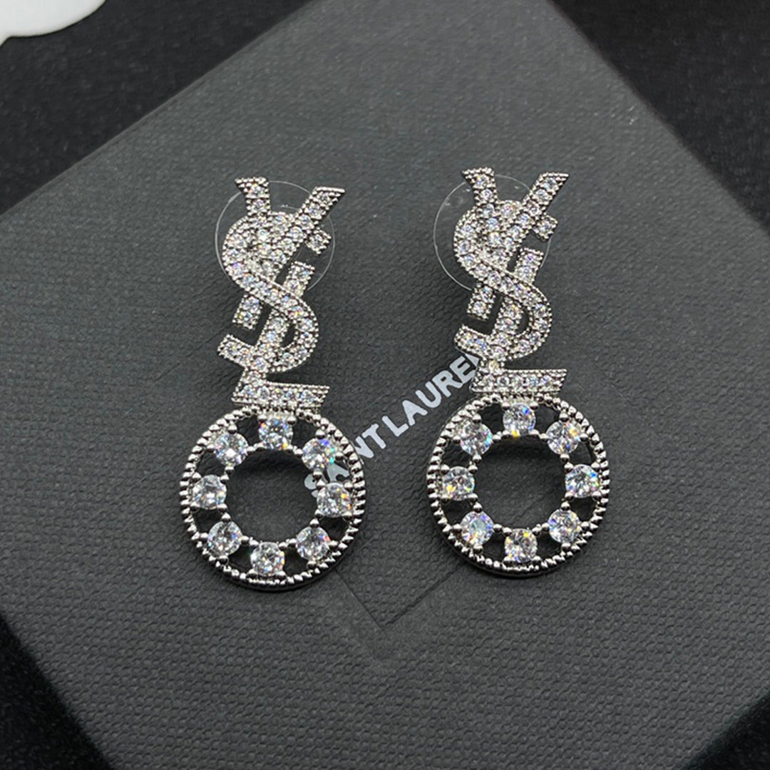 18K Saint Laurent YSL Diamonds Earrings