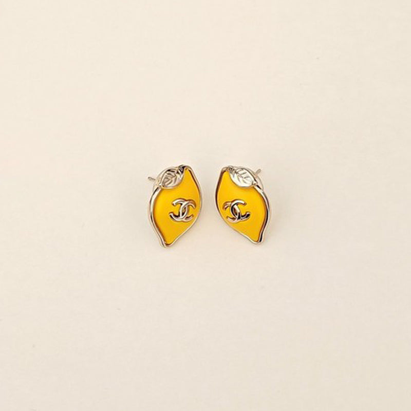 18K Chanel Yellow Leaf Gold Earrings