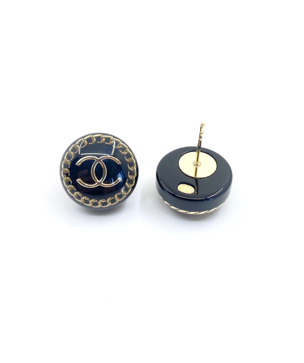 18K Chanel Circle Resin Earrings