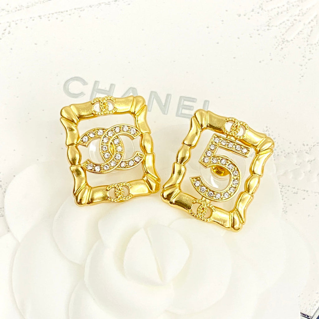 18K Chanel No.5 Square Diamond Earrings
