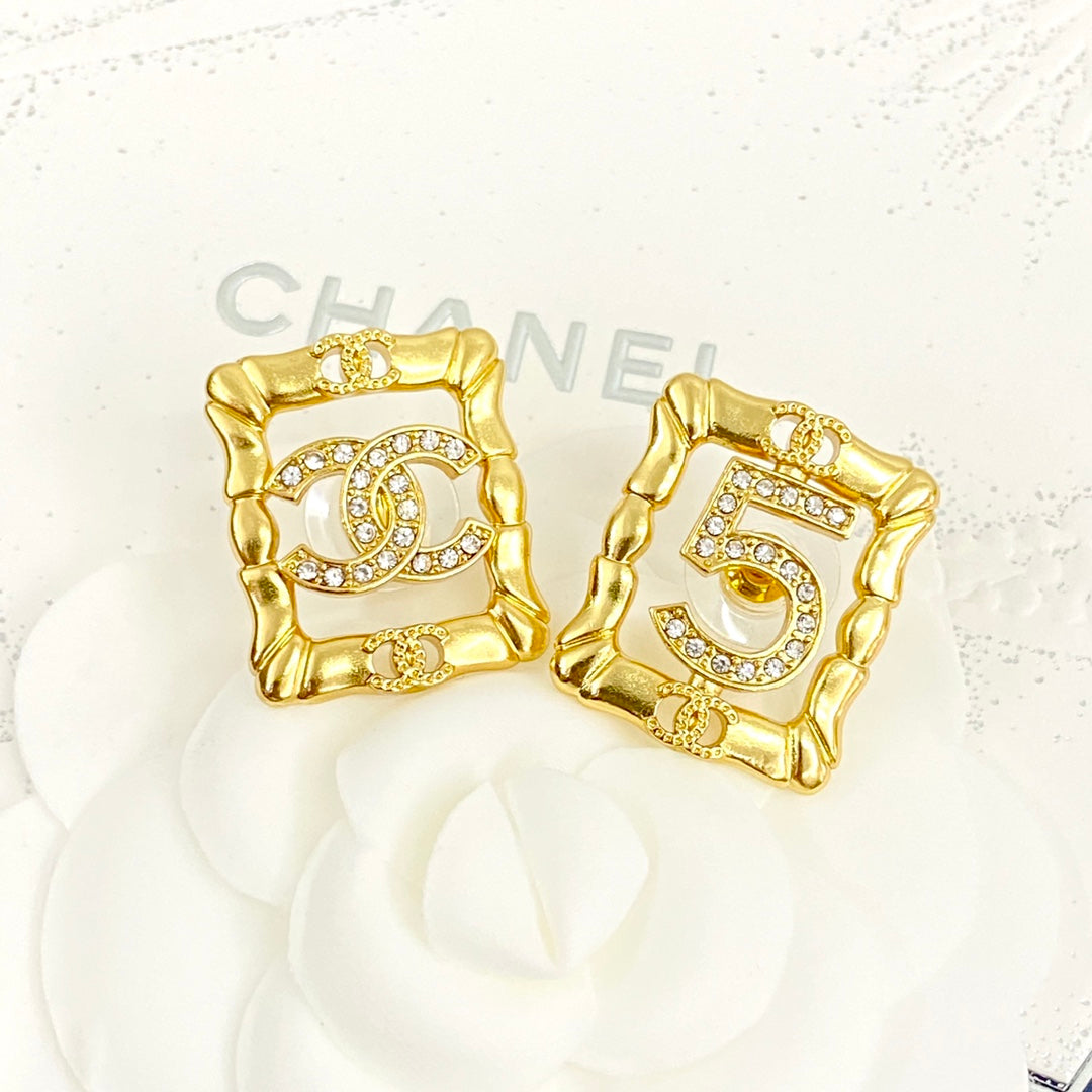 18K Chanel No.5 Square Diamond Earrings