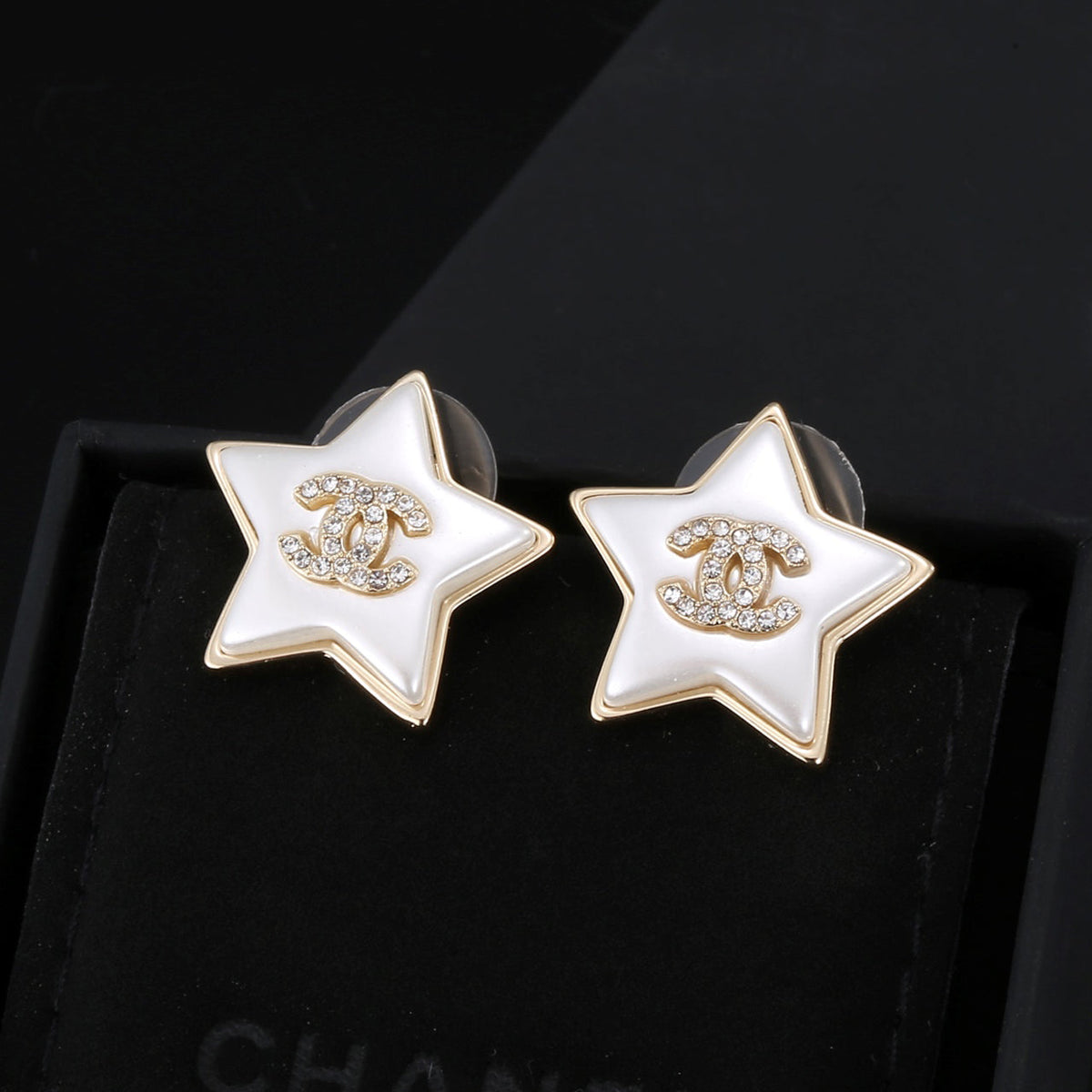 18K Chanel Star Pearl Earrings