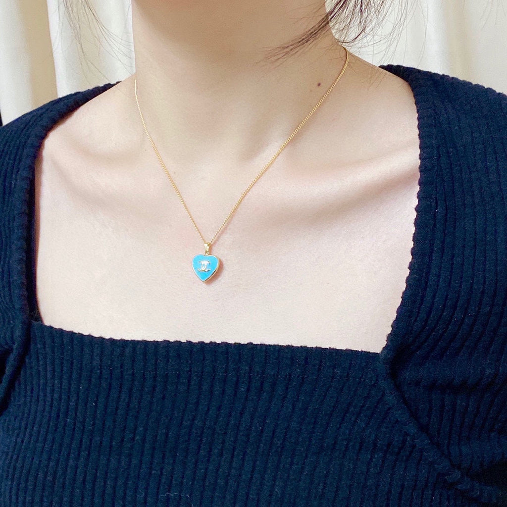 18K Chanel Blue Heart Necklace