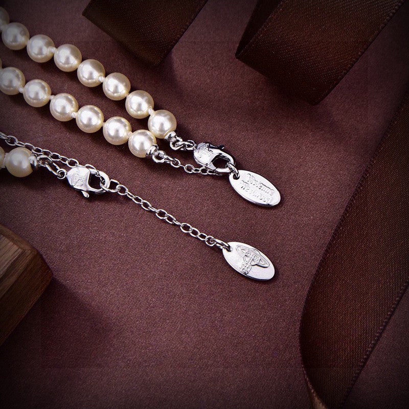 18K Vivienne Westwood Mini Bas Relief Pearls Necklace