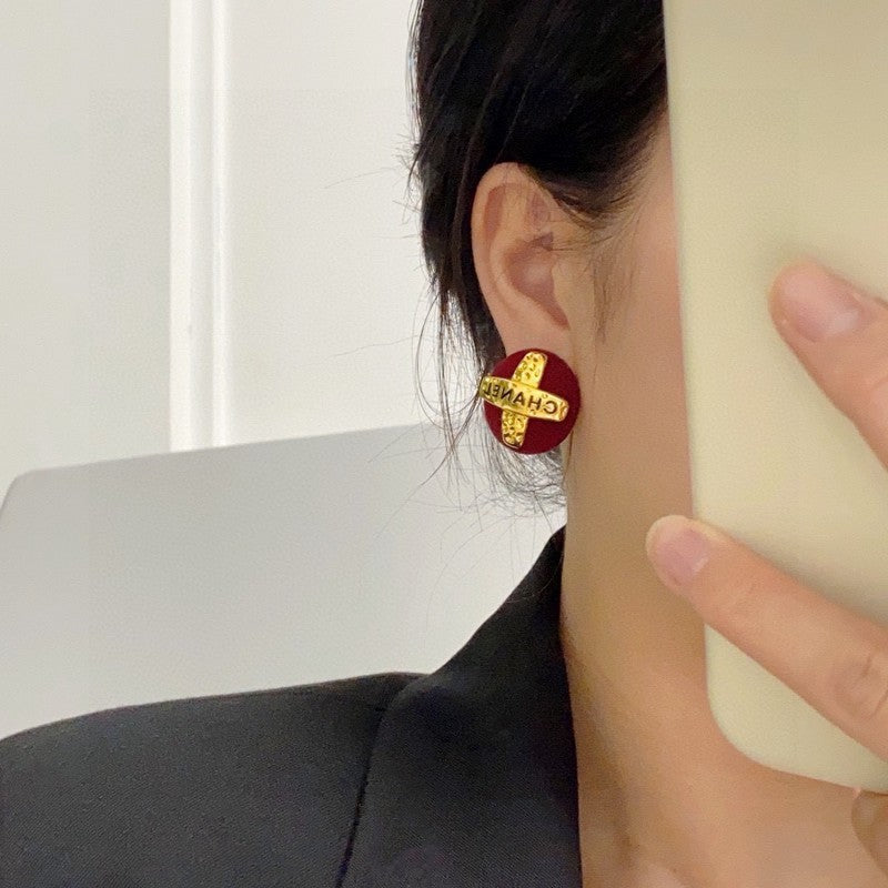 18K Chanel Red Yellow Gold Earrings