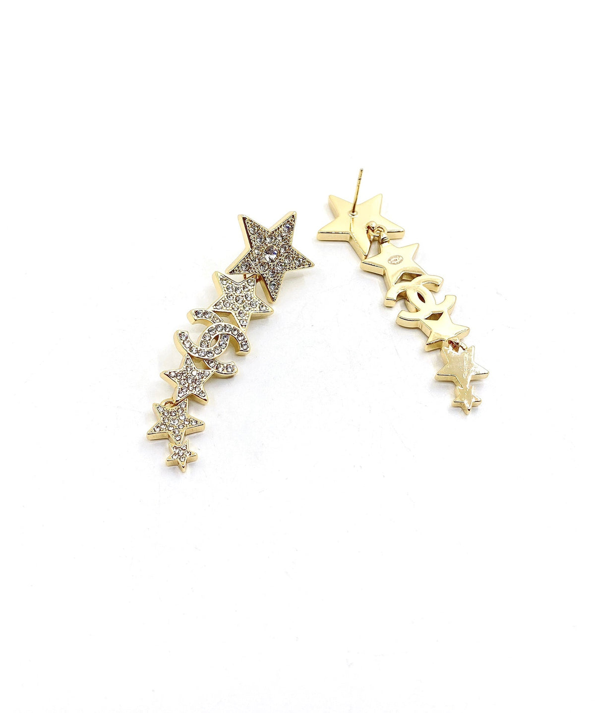 18K Chanel Star Diamonds Long Earrings