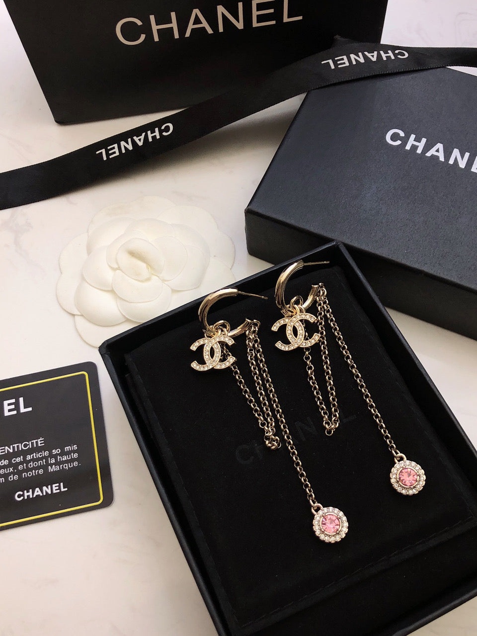 18K Chanel Tassel Crystals Earrings