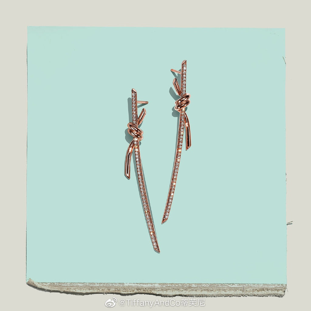 18K Tiffany & Co. Knot Drop Diamonds Earrings