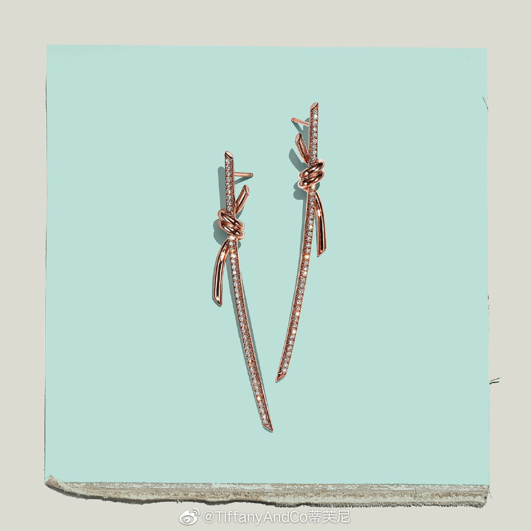 18K Tiffany & Co. Knot Drop Diamonds Earrings