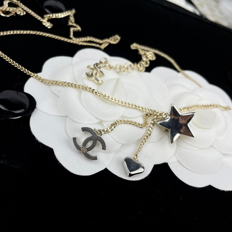 18K Chanel Heart & Star Crystal Necklace