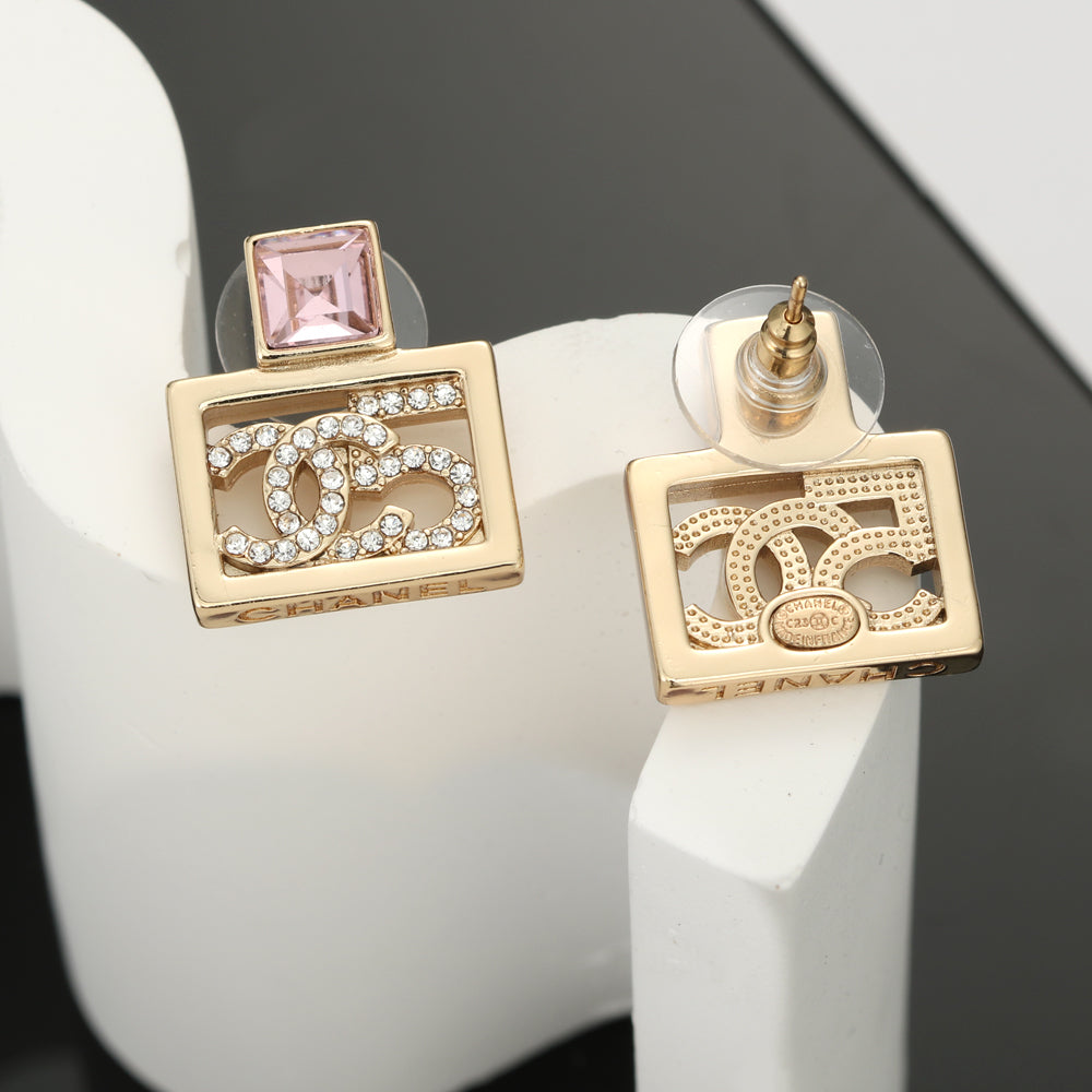 18K Chanel Square Diamond Earrings