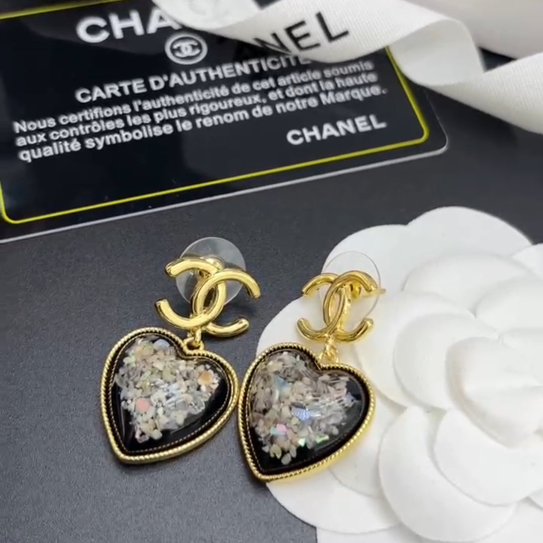 18K Chanel Multi-Color Crystals Heart Earrings