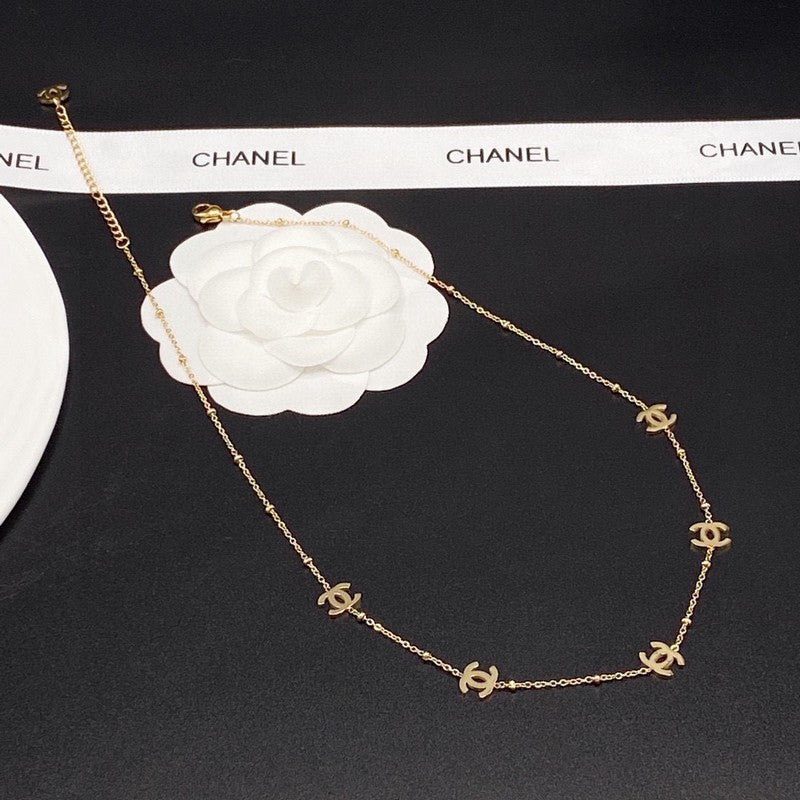18K Chanel Small Logo Gold Necklace