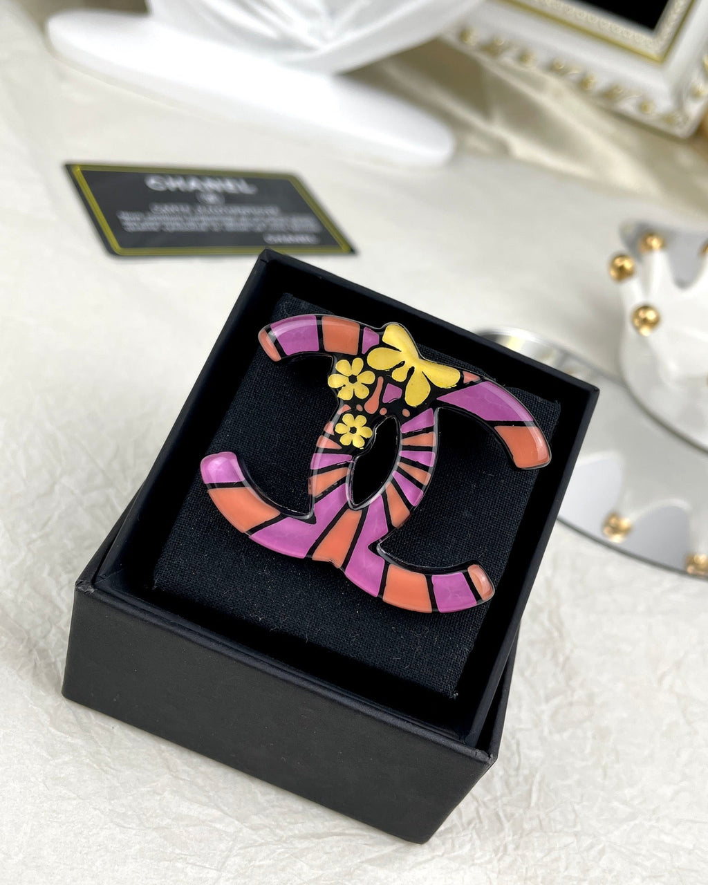 18K Chanel Pink Resin Brooch