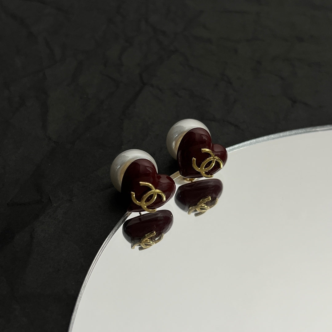 18K Chanel Red Heart Earrings