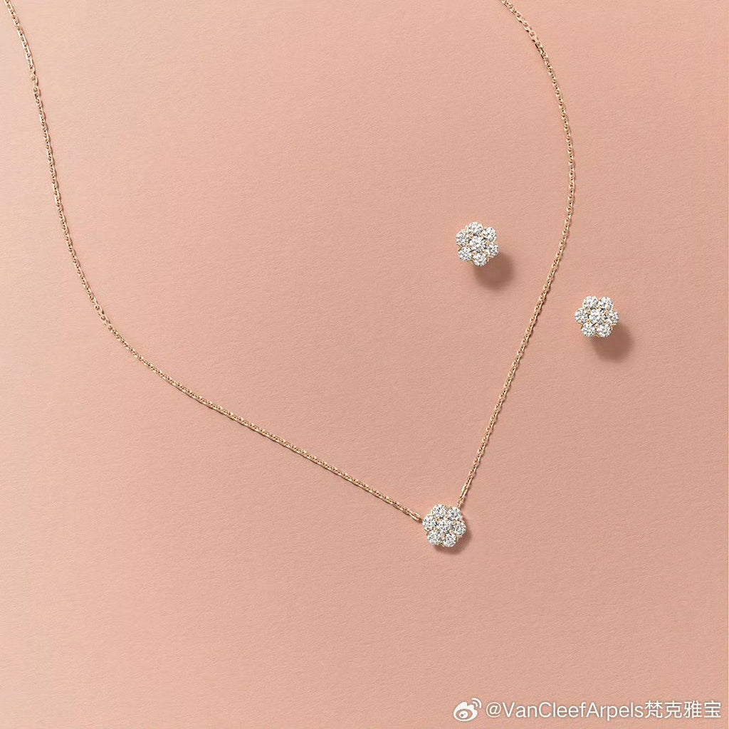 18K Van Cleef & Arpels Flower Crystal Earrings