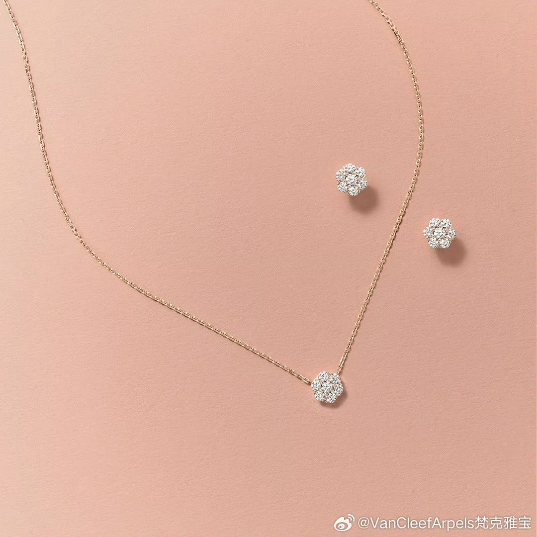 18K Van Cleef & Arpels Flower Crystal Earrings