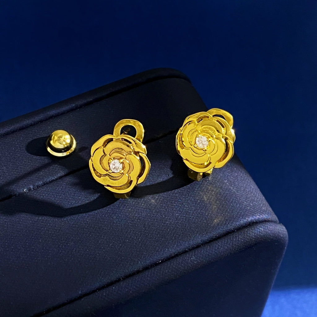 18K Chanel Camellia Earrings