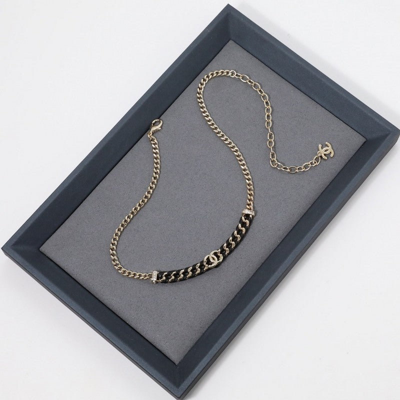 18K Chanel Vintage Gold Leather Necklace