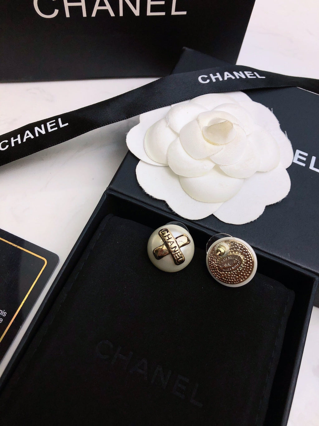 18K Chanel Pearl Earrings