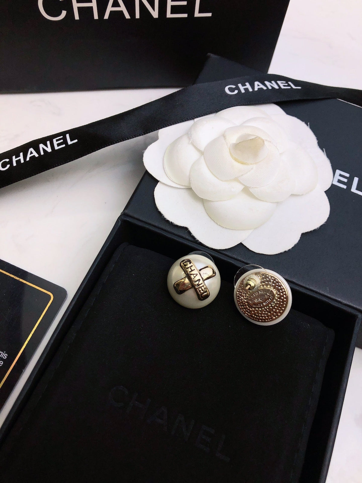 18K Chanel Pearl Earrings