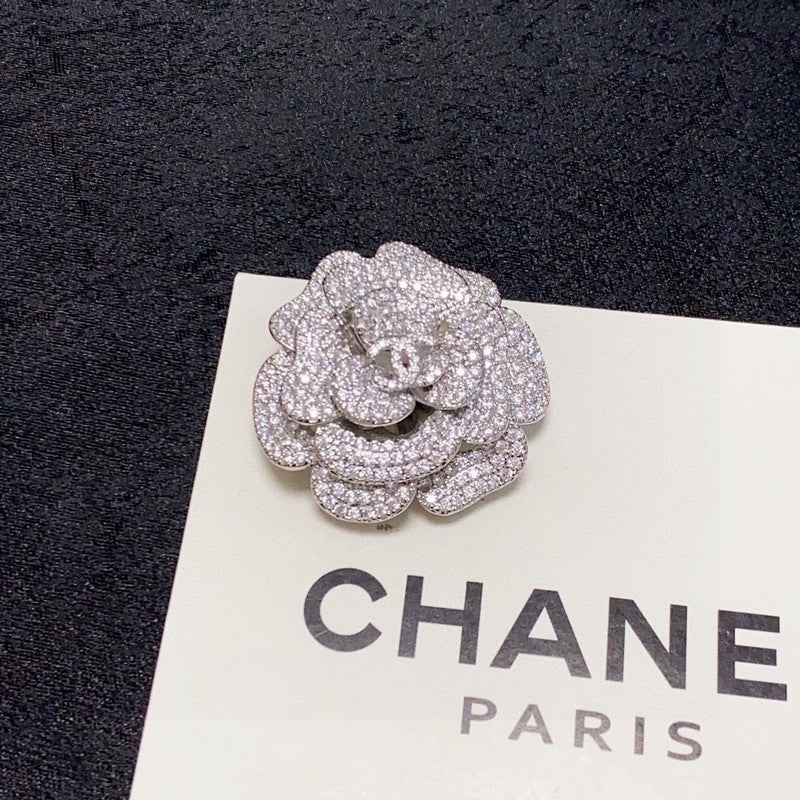 18K Chanel Full Diamond Camellia Brooch