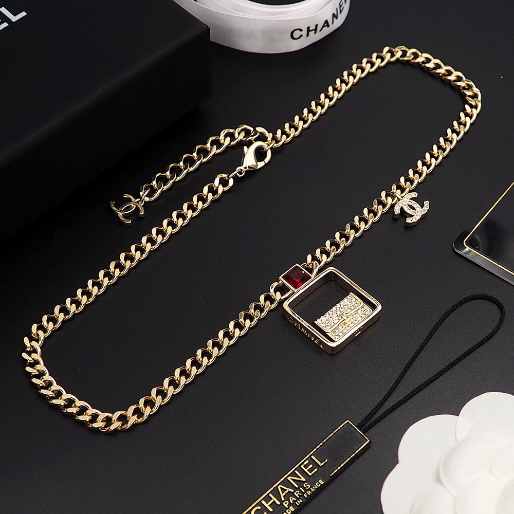 18K Chanel Red Bag Pendant Necklace