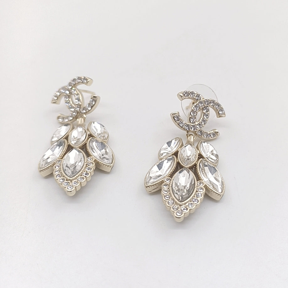 18K Chanel Crystals Pendant Earrings