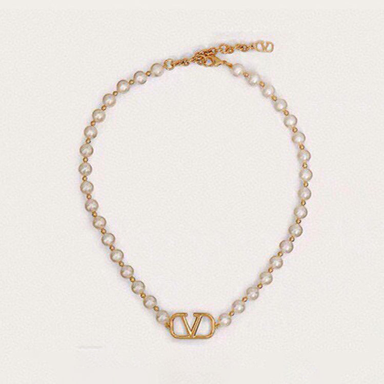 18K Valentino VLogo Pearls Choker Necklace