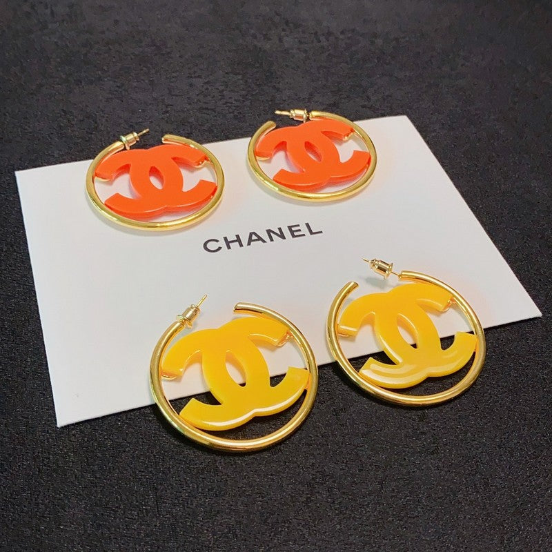 18K Chanel Color Logo Earrings