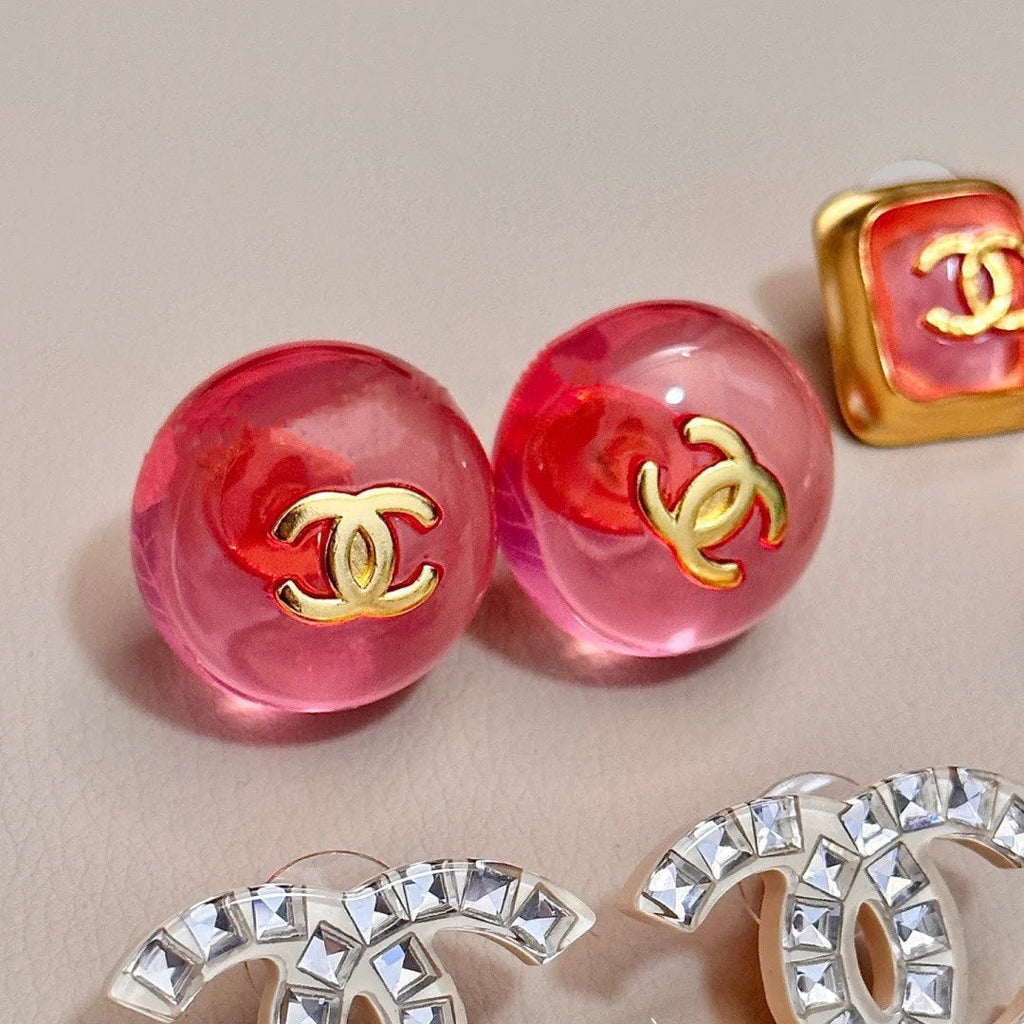 18K Chanel Pink Crystal Earrings