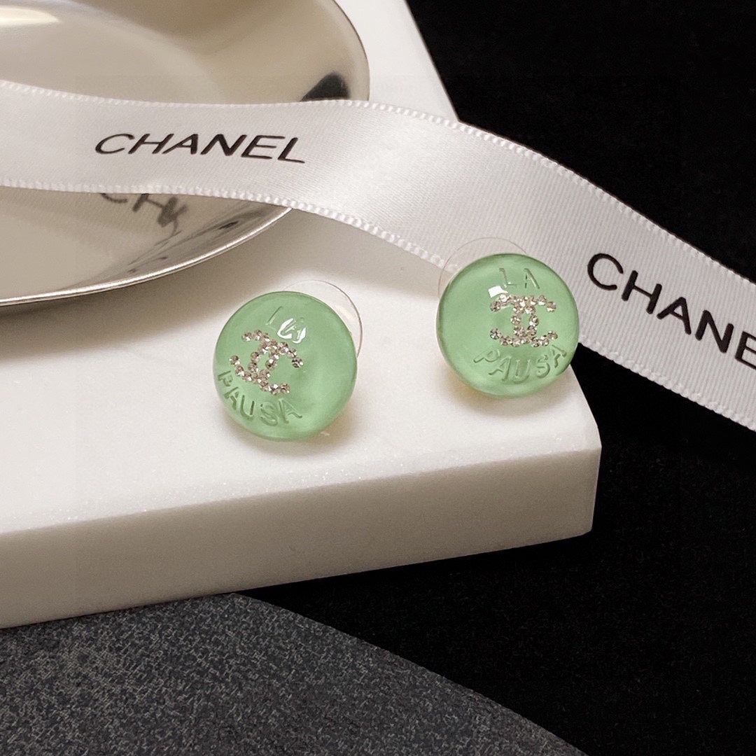 18K Chanel Green Earrings