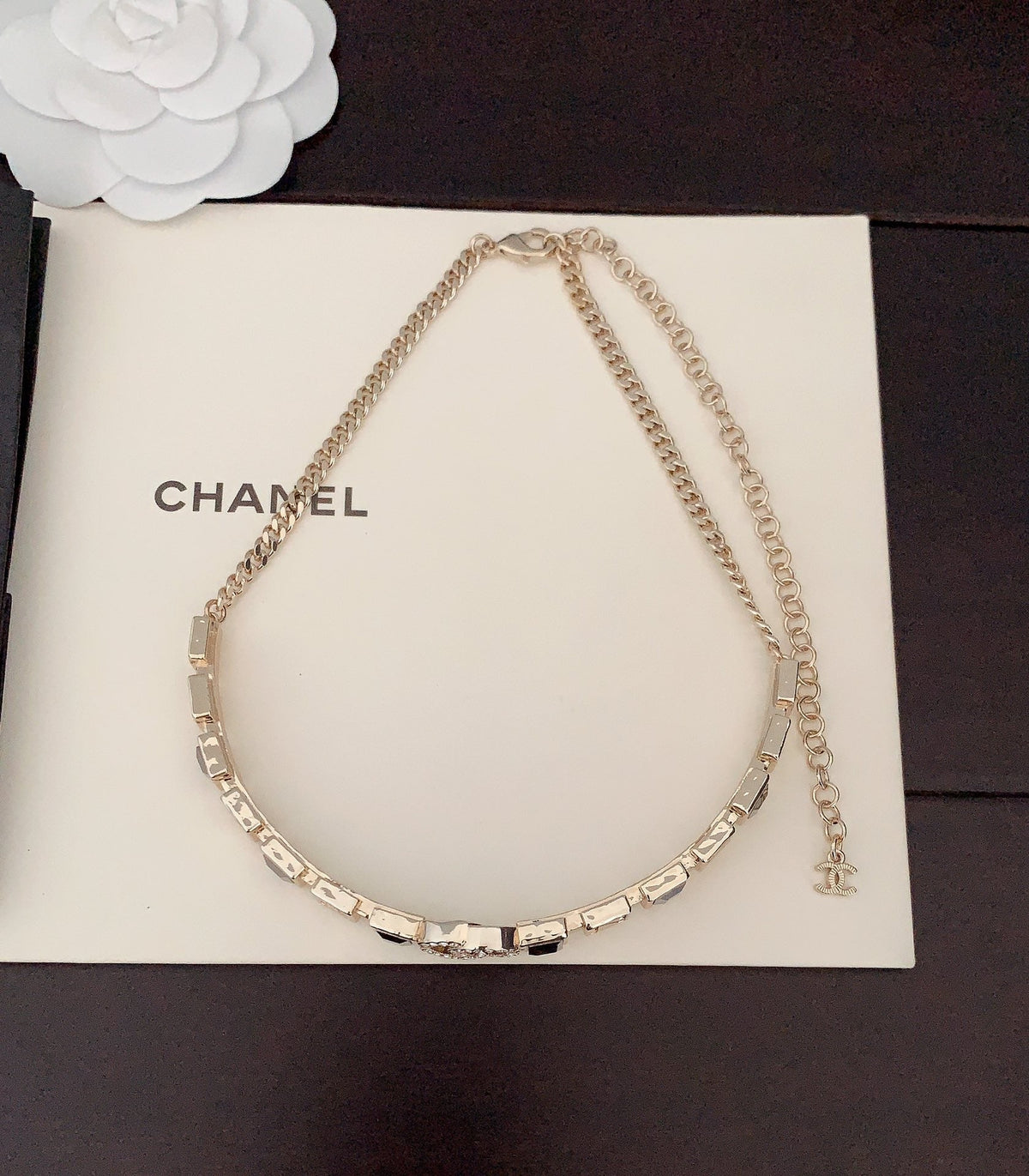 18K Chanel Gray Crystals Necklace