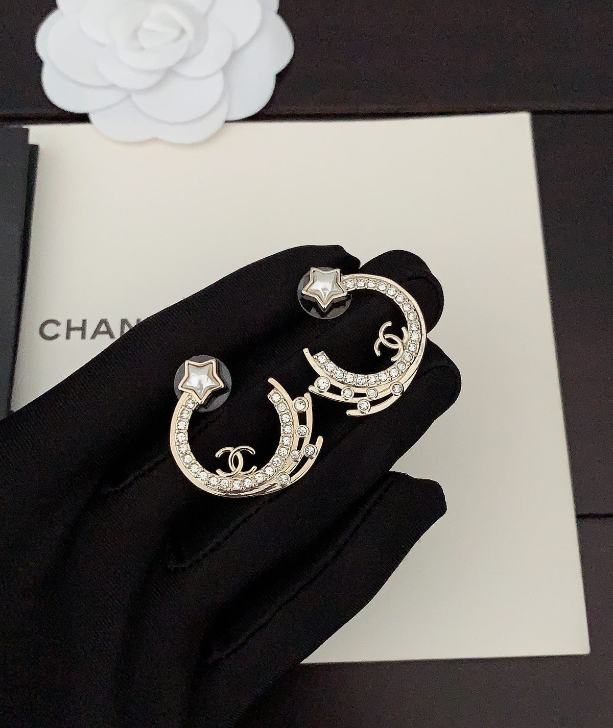 18K Chanel Crystals Earrings